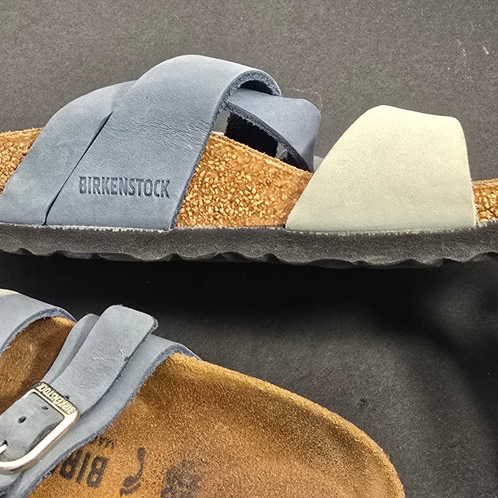 Birkenstock Franca Sandals Blue White Leather Buckle Slide Womens 36 EU 5 US - Picture 15 of 16